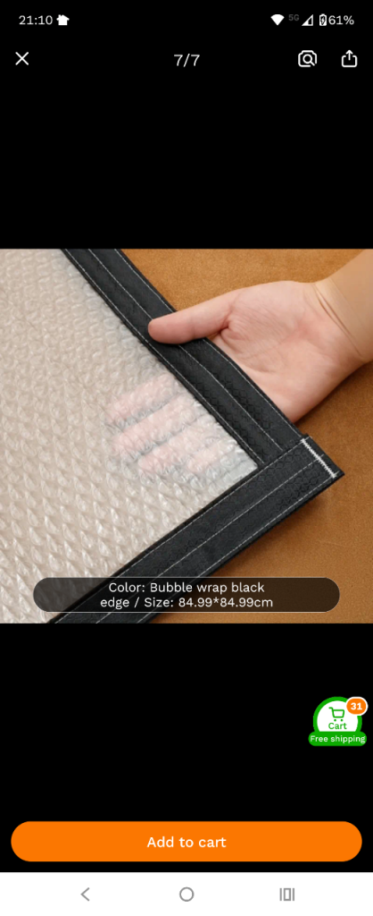 Insulation bubble wrap