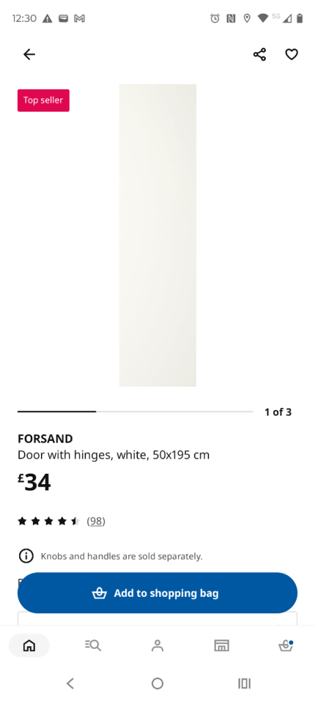 White IKEA forsand wardrobe door