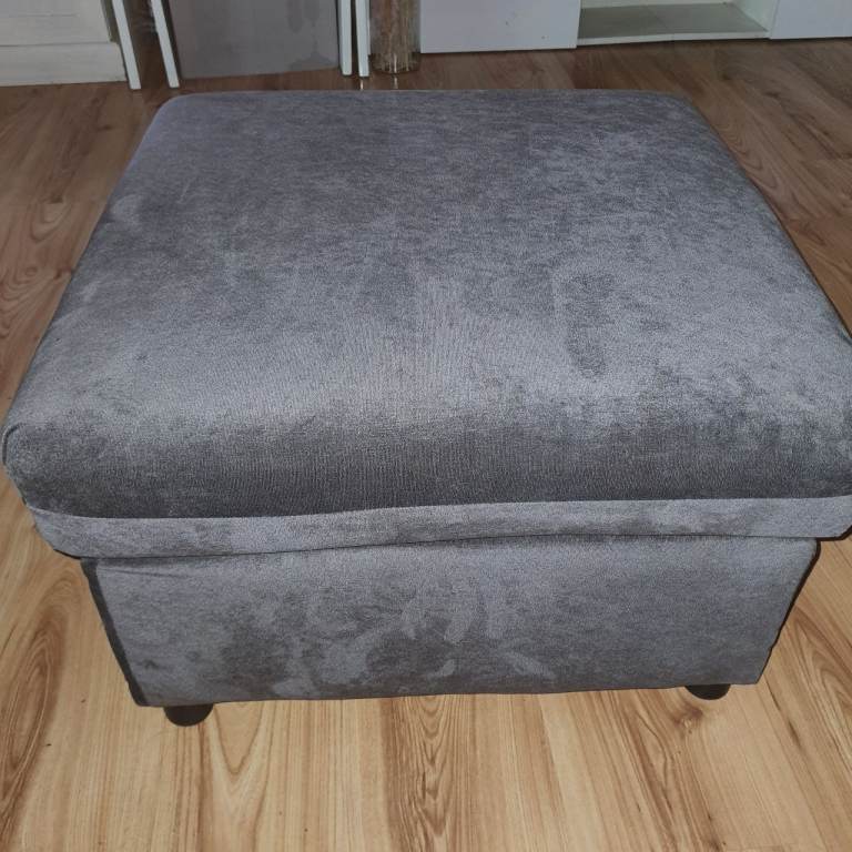 Grey Fabric Footstool / Ottoman – Good Condition