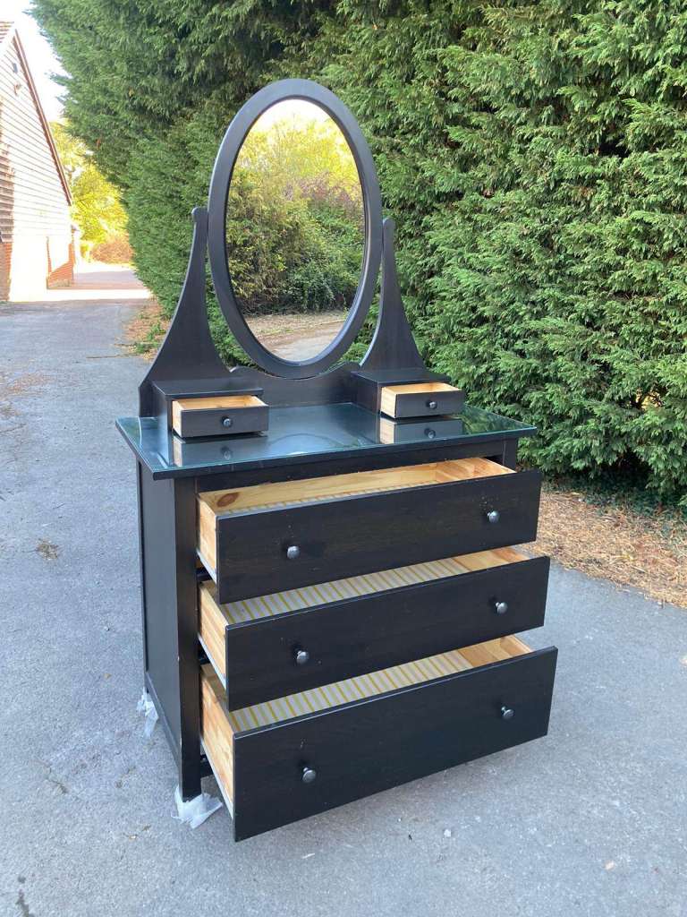 Ikea Hemnes mirror and glass topper for sale