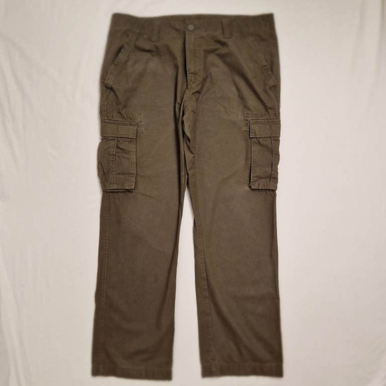 F&F Green Cargo Trousers Men's W38 L32 Organic Cotton Loose Fit Preloved