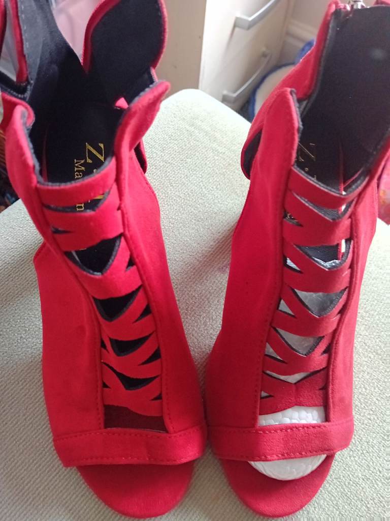 Stunning Red Suede High Heels – Brand New