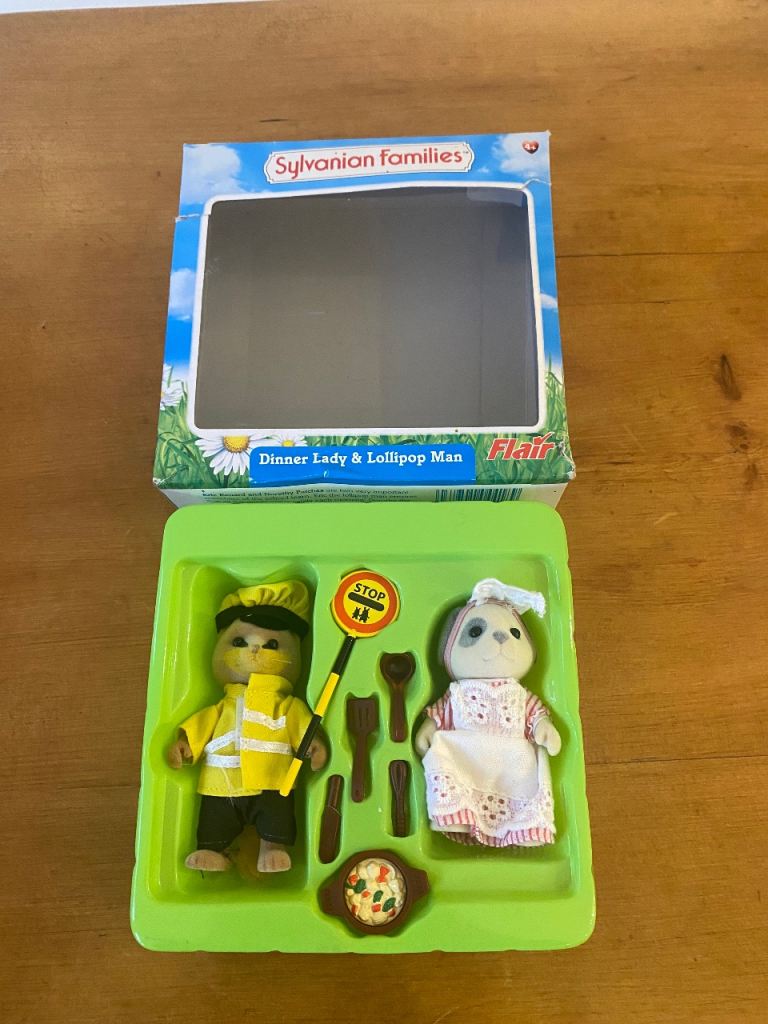 Sylvanian Families Dinner Lady & Lollipop Man Set (2010) – Complete with Original Box