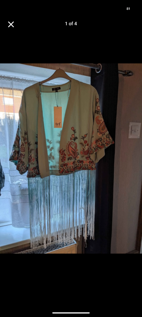 image for BNWT Zara Embroidered Fringe Kimono