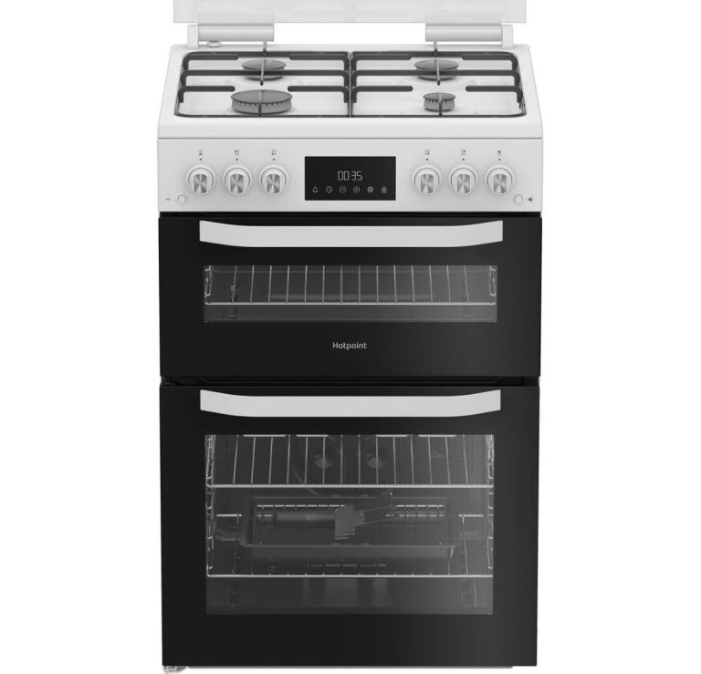 £300 Hotpoint HTG6GDCW Gas Cooker 60cm Free Standing White New