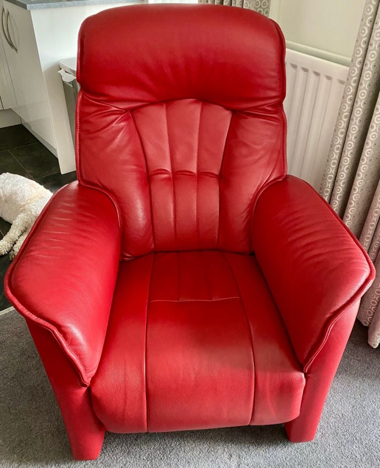 Himolla red electric recliner leather chair 