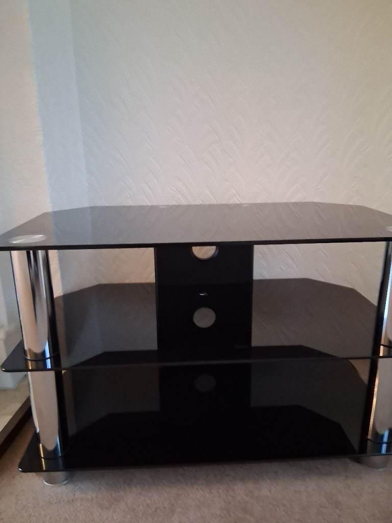 Tv solid smoked glass and chrome