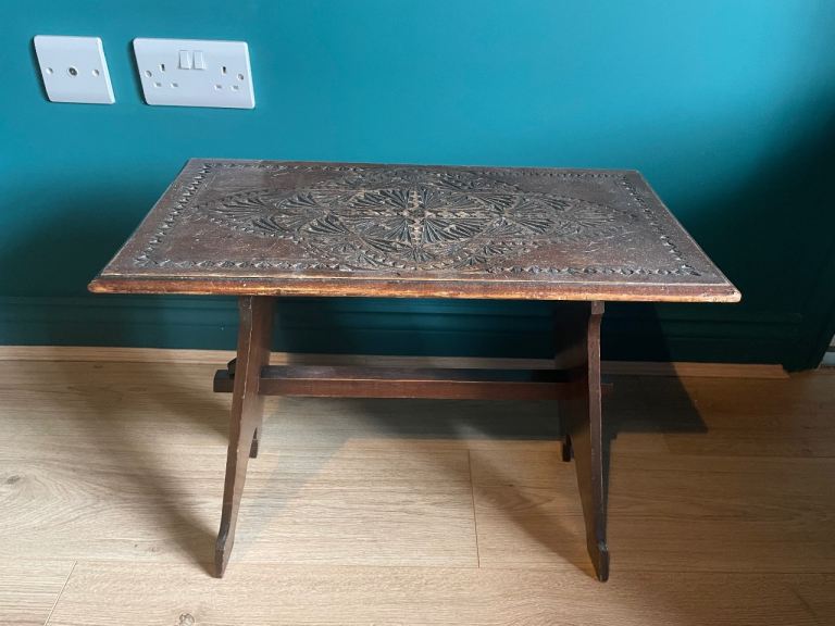 Carved antique hardwood occasional side table