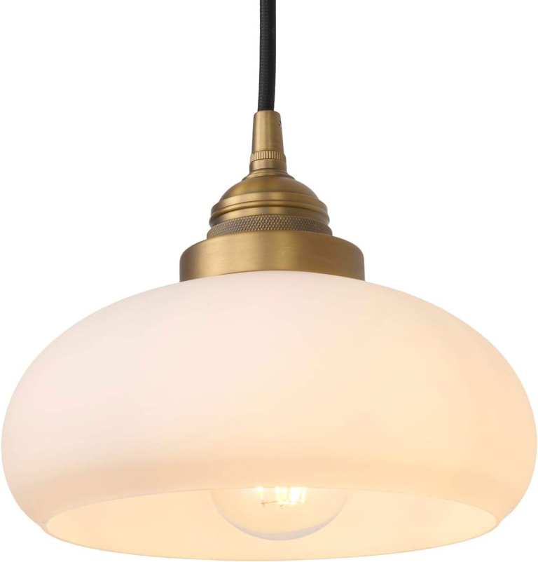 20cm Opal white glass ceiling pendant w/brass findings