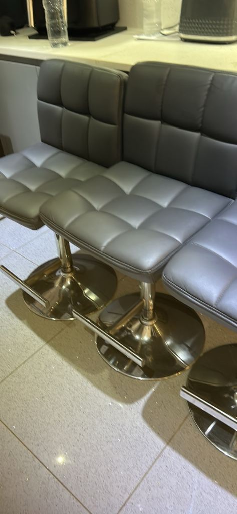 Stools x 3 grey quilted 