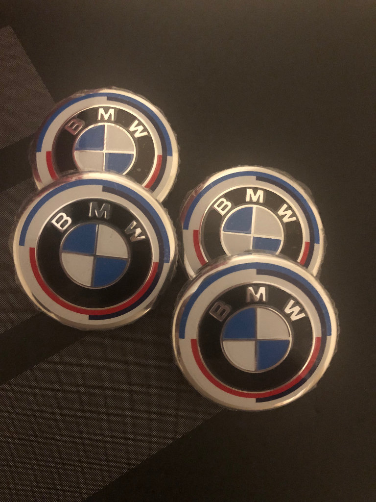 Bmw Alloy Wheel Centre Caps 56MM 50th Anniversary Brand New