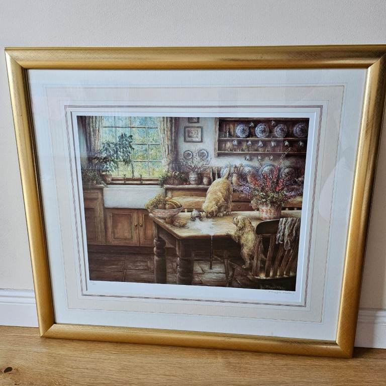 Two dogs spilt milk cottage farmhouse picture 