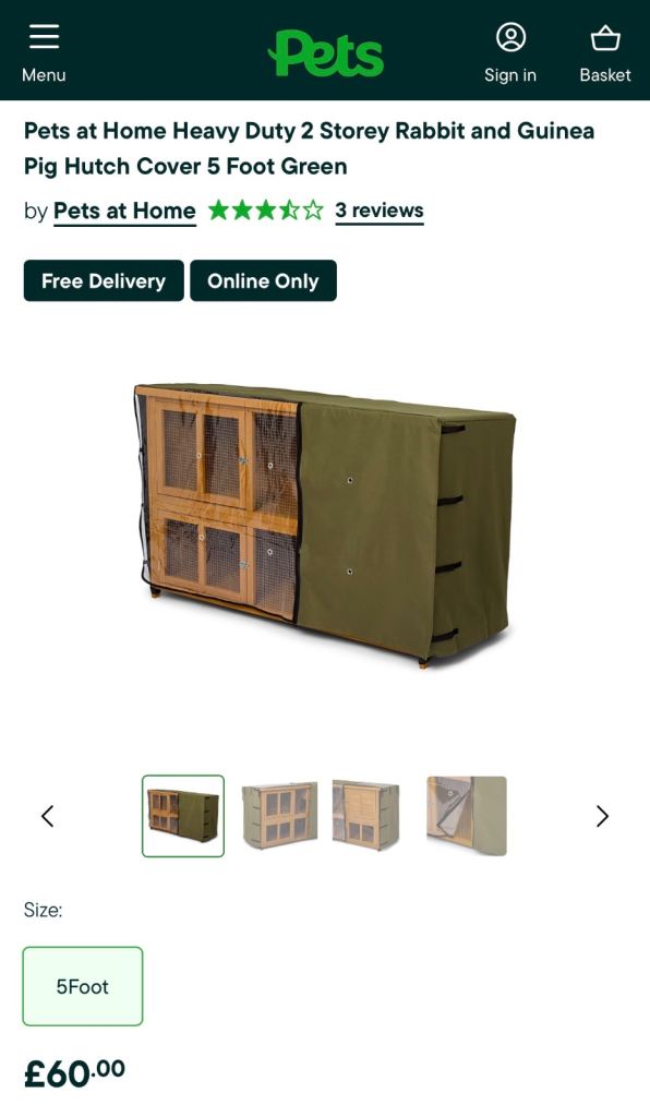 Hutch cover 5ft bluebell