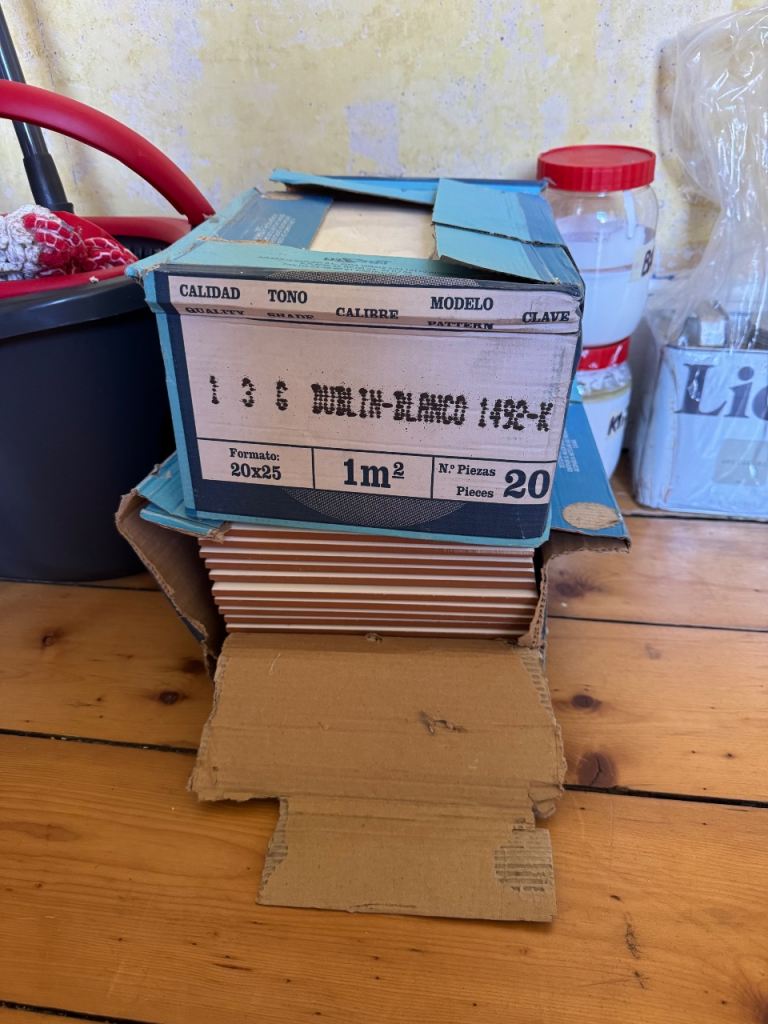 Spare tiles and paint 