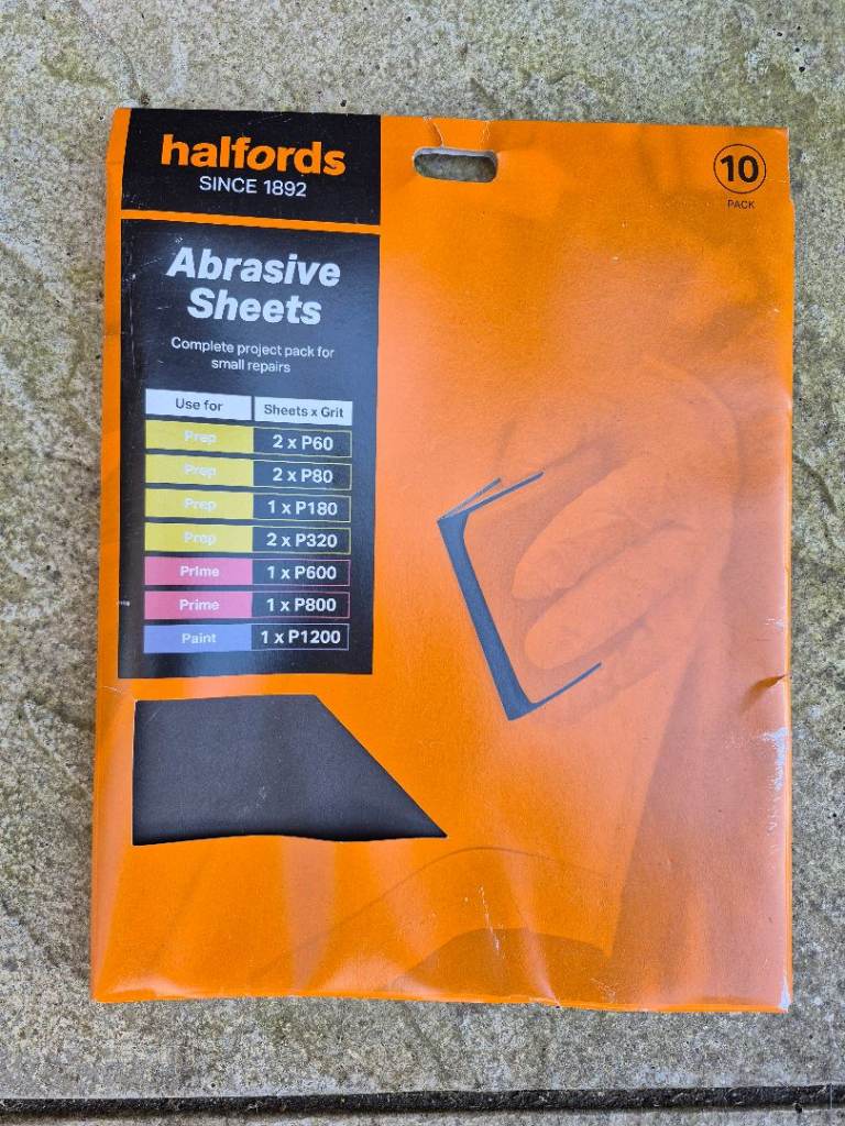 Halfords Abrasive Sanding Sheets – New Pack of 10