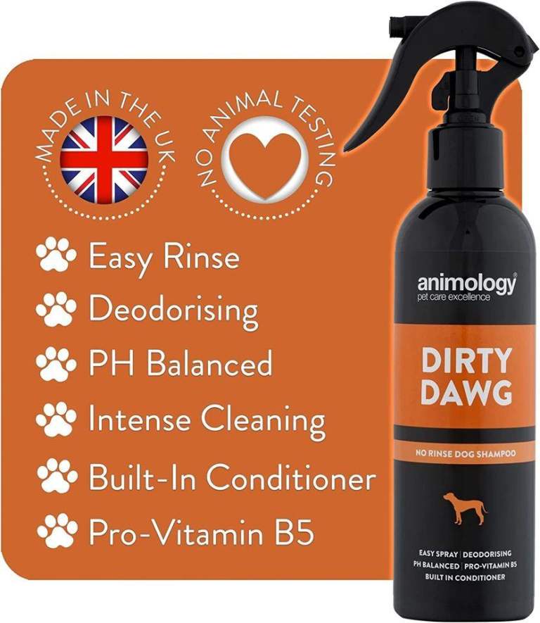Animology Dirty Dawg Pup Shampoo – No-Rinse Cleaning Shampoo for Dogs–250 ml Pet Shampoo 