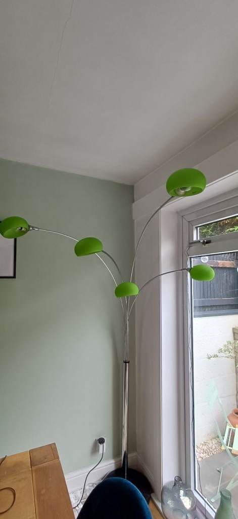 5 Arm Arc Floor Lamp with Heavy Marble Base - Green 