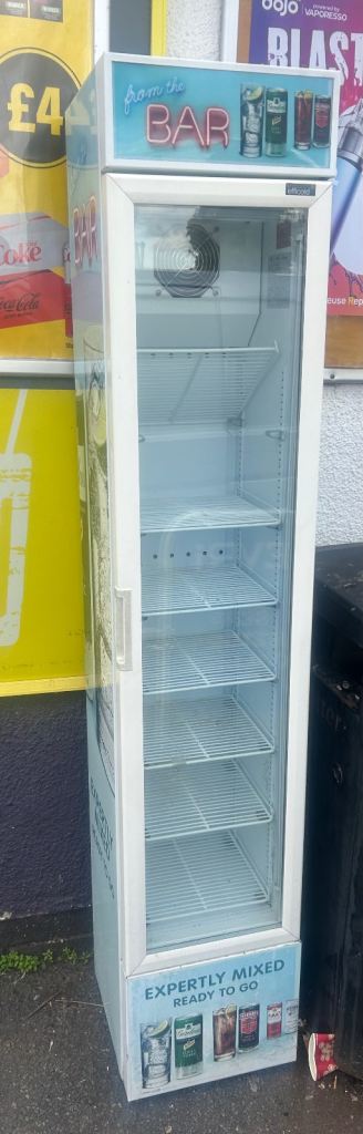Tall Display Fridge/Cooler – White, Good Condition
