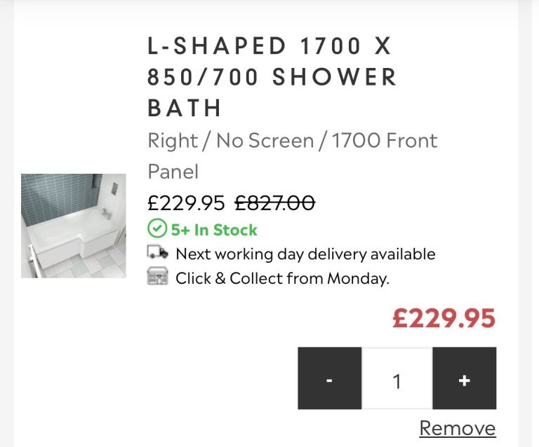 L Shaped Shower Bath and front panel