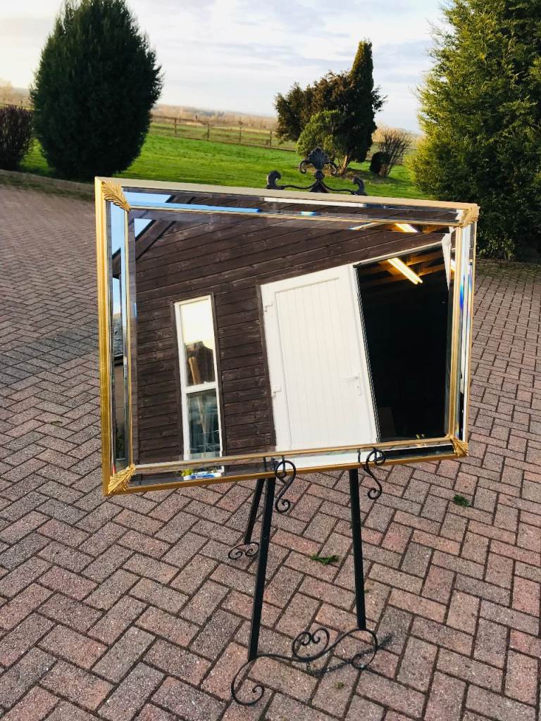 Vintage Gold Framed Wall Mirror with Leaf Corner Embellishments