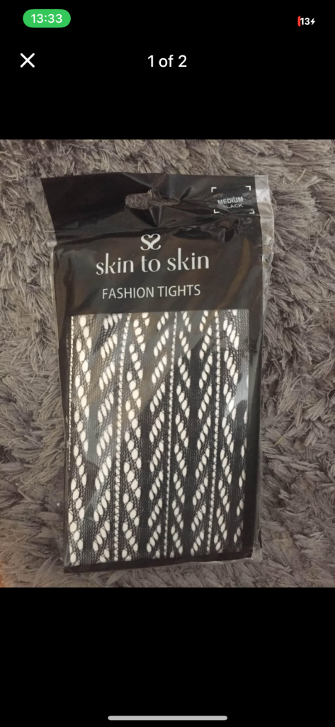 (459) Black tights, size medium, new!