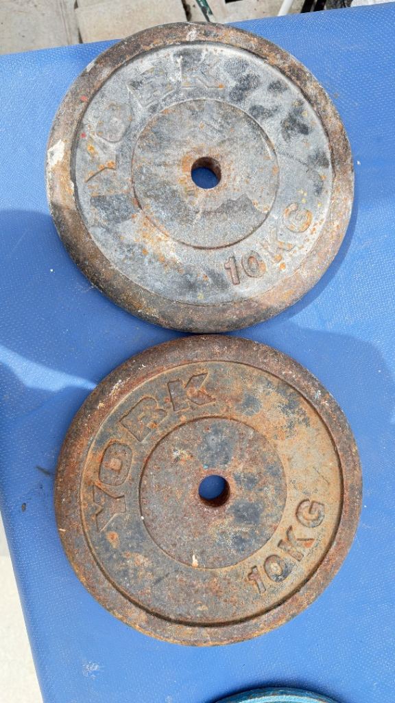 York 10kg Cast Iron Weight Plates Pair 20kg Gym Weights