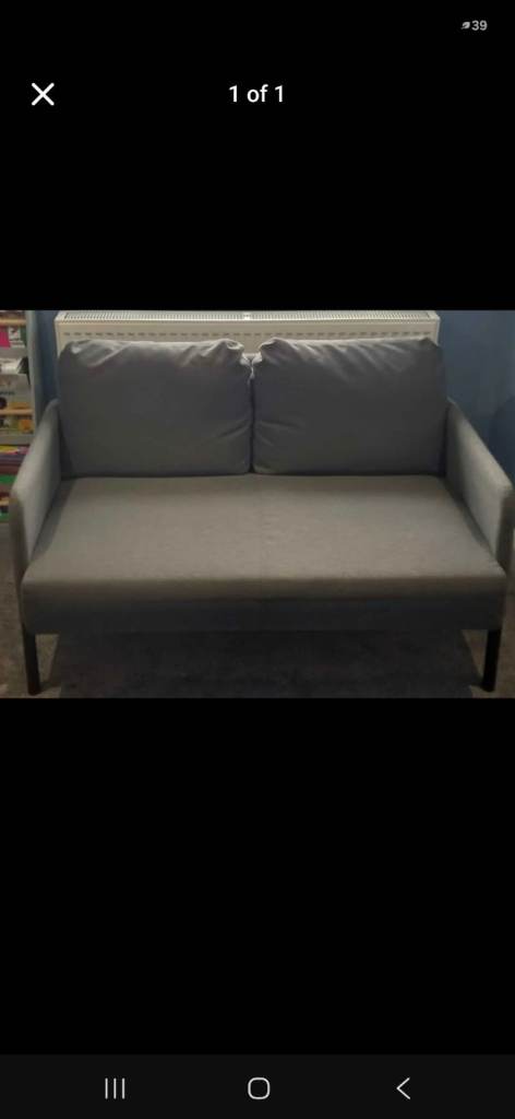 Two-Seater Grey Fabric Sofa – Good Condition