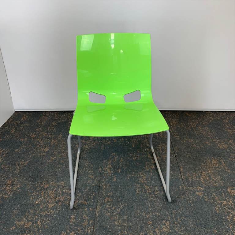 Second Hand Lime Green Meeting Chair with Grey Frame Legs 2OOF-CH-1207