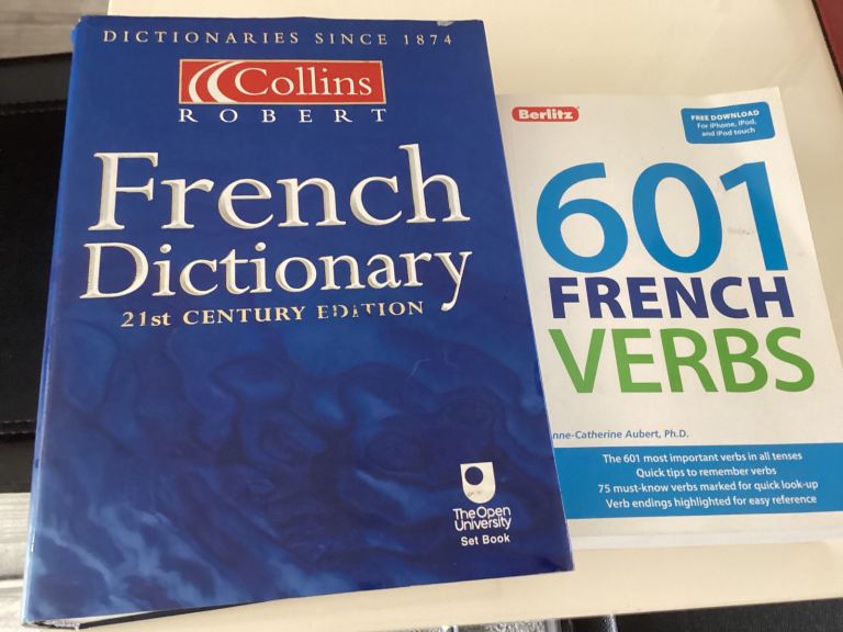Brand new Collins French Dictionary and Berlitz 601 French Verbs.