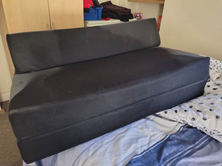 Kaikoo Small Double Fabric Chair Bed (Jet Black) – Barely Used, Needs a Quick Clean