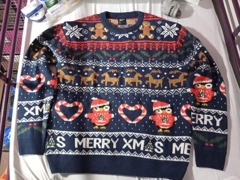 ​Ugly Christmas Sweater with LED Lights - Reindeer & Owls! Size L