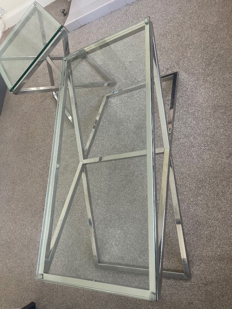 Glass coffee table and end table 