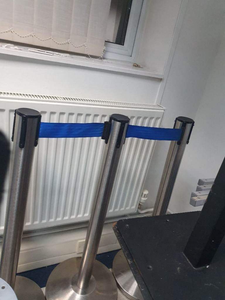 Retractable Belt Barrier Queue Poles – Blue Belt