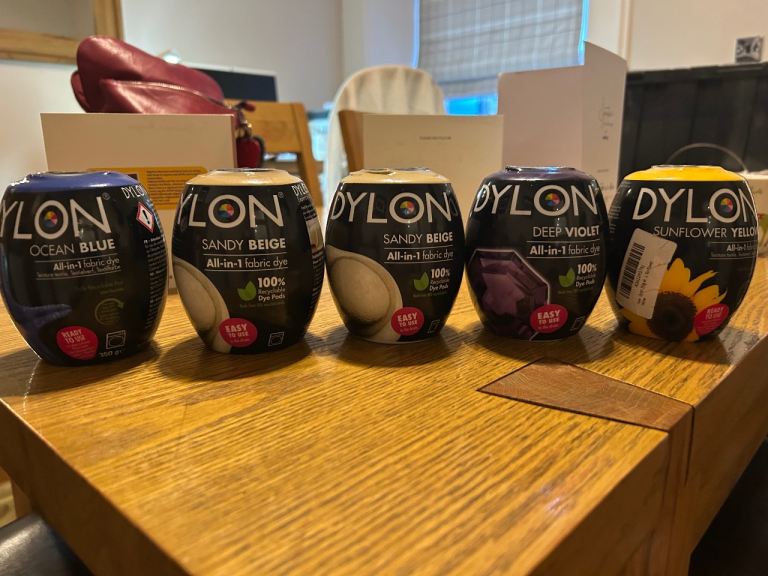 5x Dylon all-in-1 fabric dyes