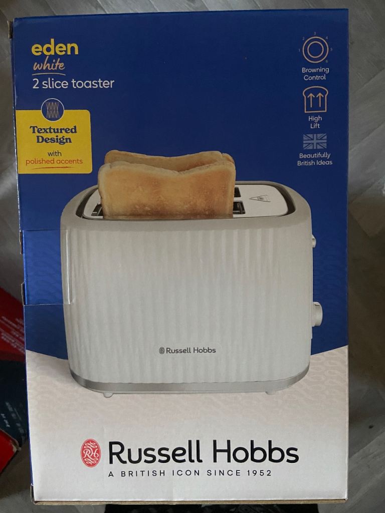 Russell Hobbs Eden White 2 Slice Toaster – Brand New