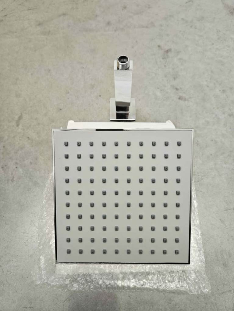 image for Square Chrome 200mm Shower Head & Ceiling Bar