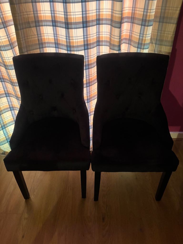 Black Velvet studded dining chairs 
