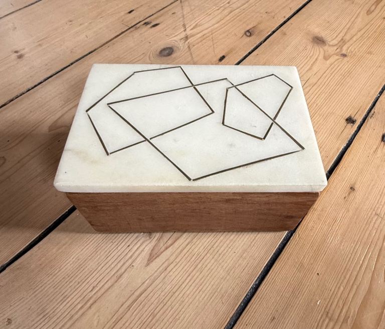 Marble top & wood jewellery box 