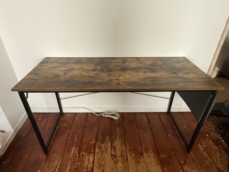 Industrial Style Desk – Brown Wood Effect, Good Condition