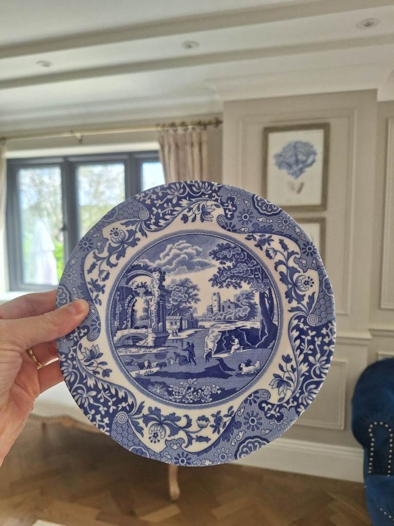 Spode Italian Blue & White Plates – Good Condition