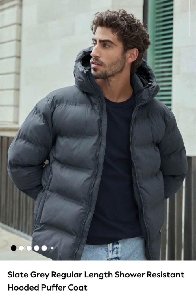 Slate Grey Regular Length Shower Resistant Hooded Puffer Coat XXL