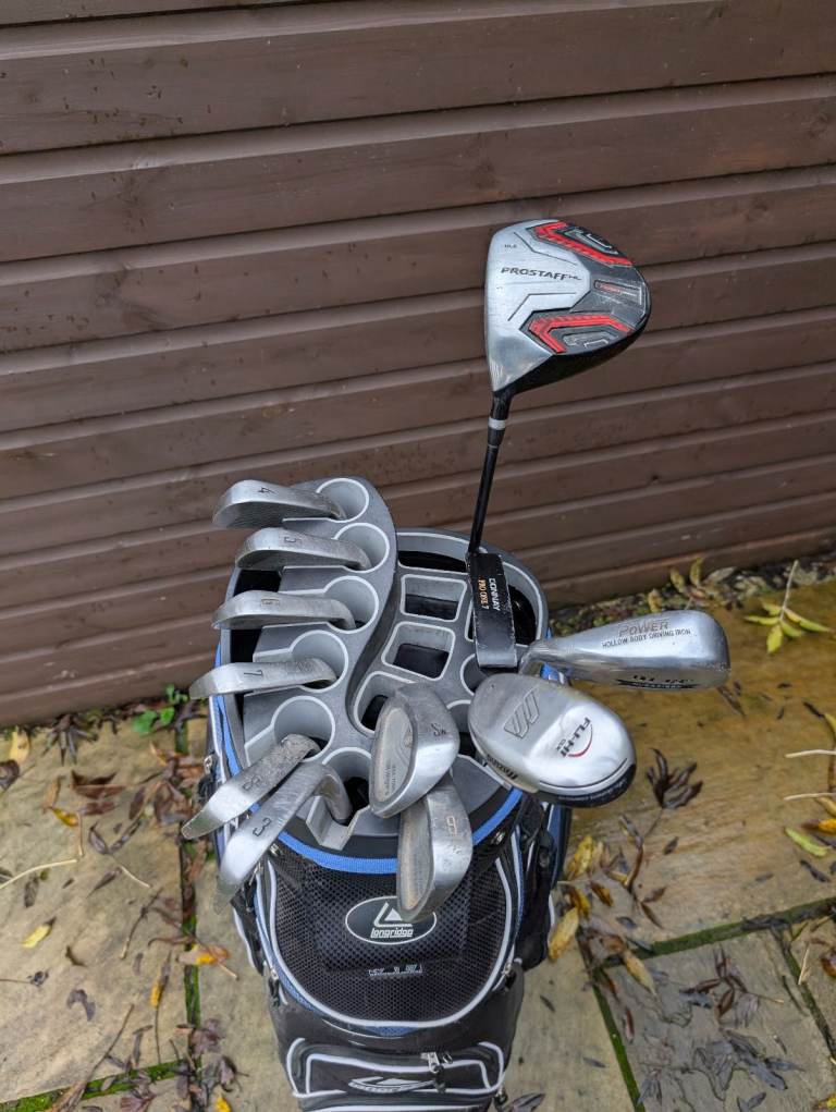 Beginners LEFT HANDED Golf Club Set - 3-SW Irons. Wilson Driver, Mizuno Hybrid, Donnay Putter. Bag