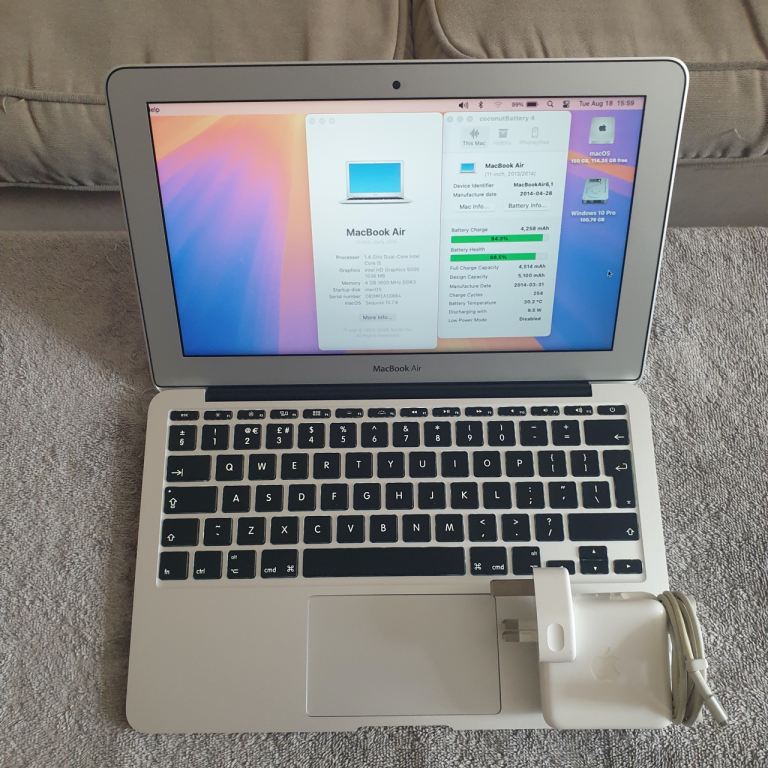  MacBook Air 11” - Excellent Condition, Charger, macOS Sequoia, Windows 10, MS Office
