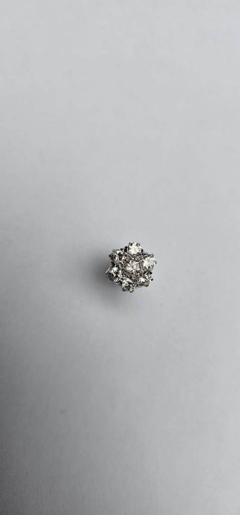 Earrings - multiple clear stones arranged in a flower-like pattern.