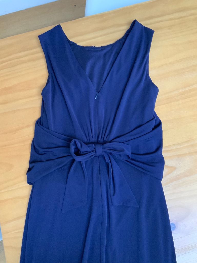 Woman navy long evening cocktail dress