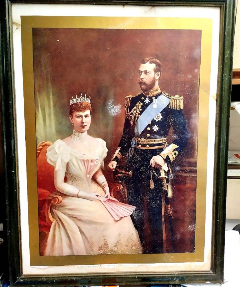 Vintage Framed Royal Portrait Print – Fair Condition