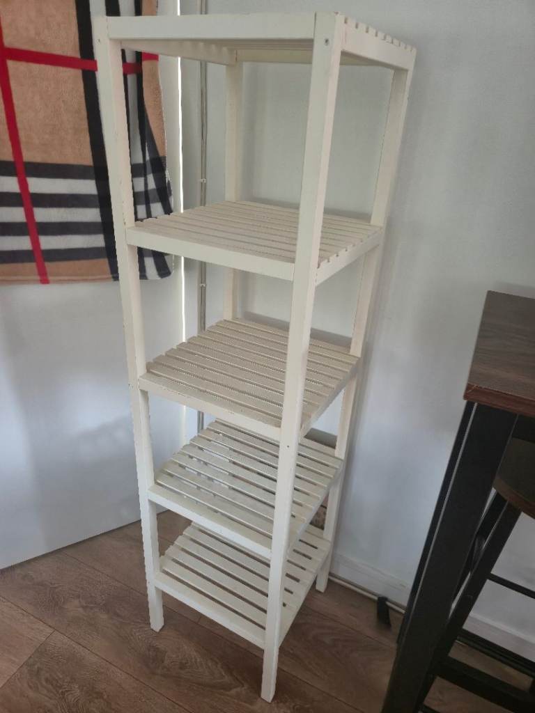 White Wooden Storage Shelving Unit - Good Condition