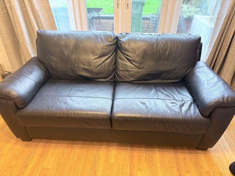 Black leather sofa