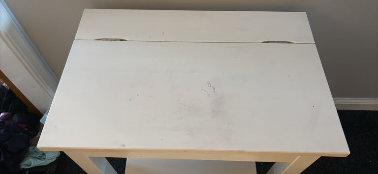 Kids white flip desk & chair