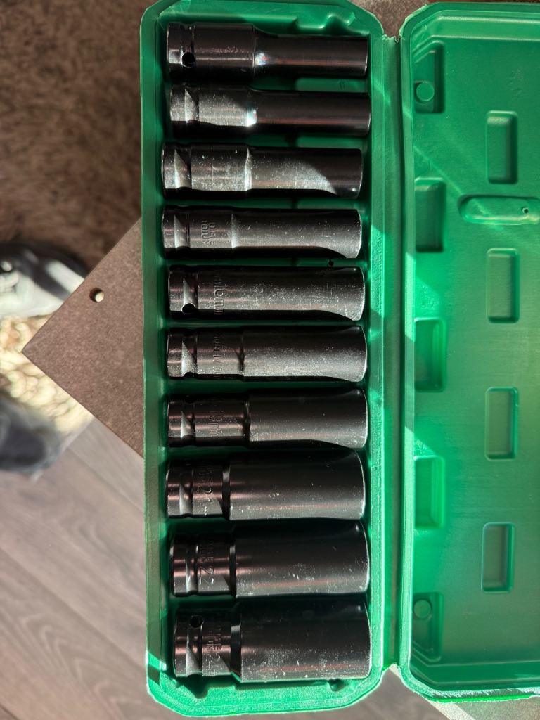 10x long reach 1/2” drive sockets in case NEW